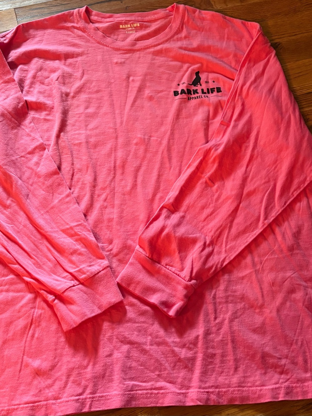 Bark Life LS Crew Neck Tshirt, Pink, Size XL